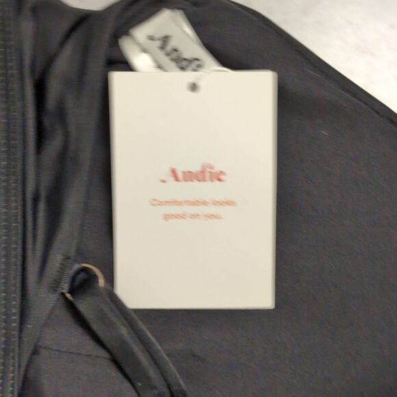 NWT Andie Tahiti Top Black Adjustable Straps Metal Hardware V Neck Bikini L - Picture 8 of 9